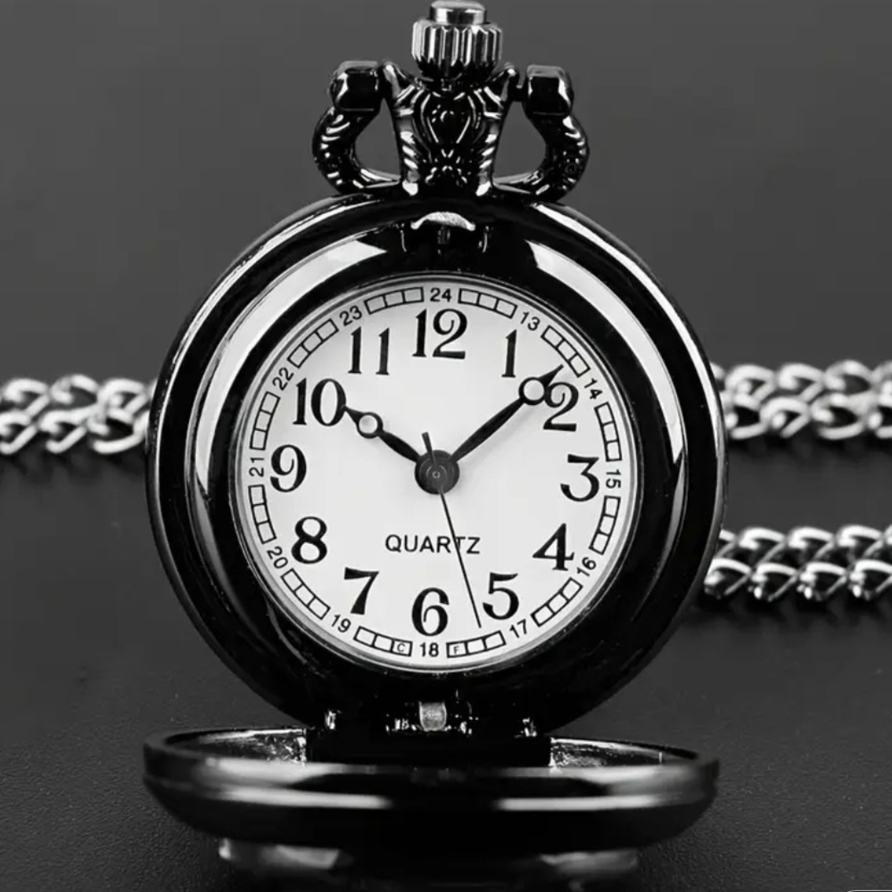Black Pocket Watch with Raven Design - Picture 4 of 5